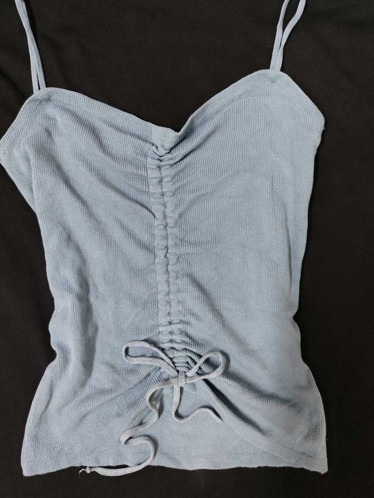 Drawstring Ruched Crop Top