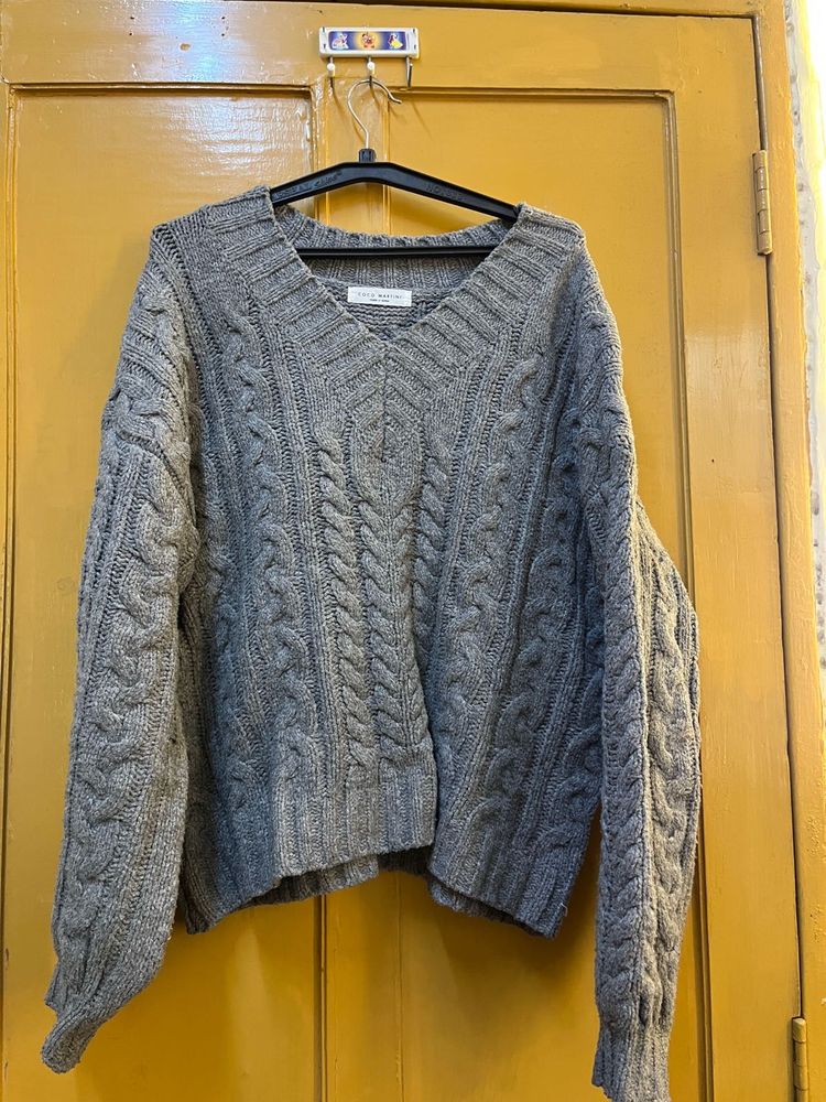 Cozy Grey Knit Sweater