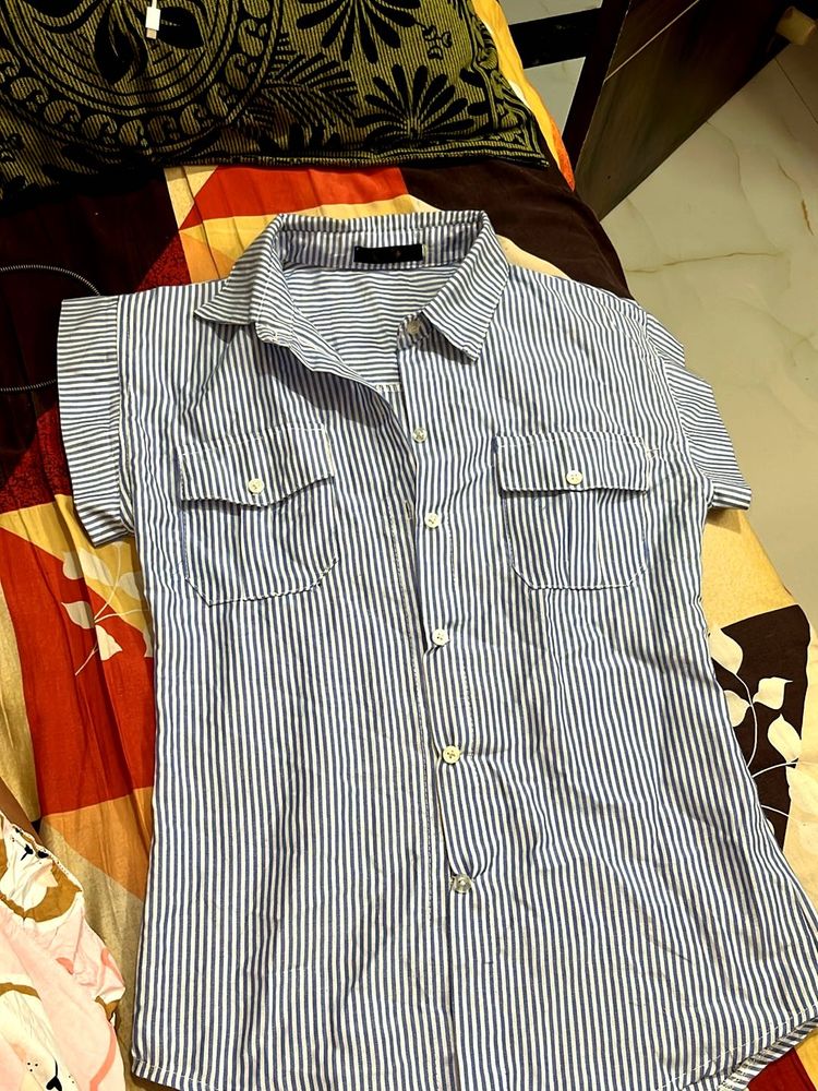 Blue Checked Shirt For Office Wear