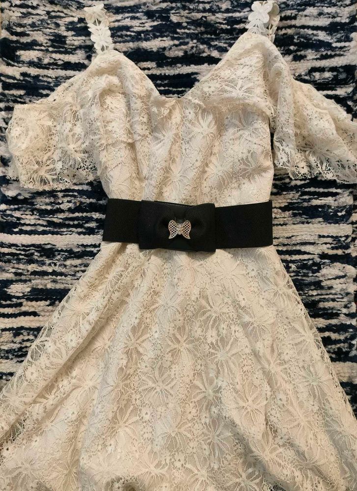 Lace Cold Shoulder Mini Dress
