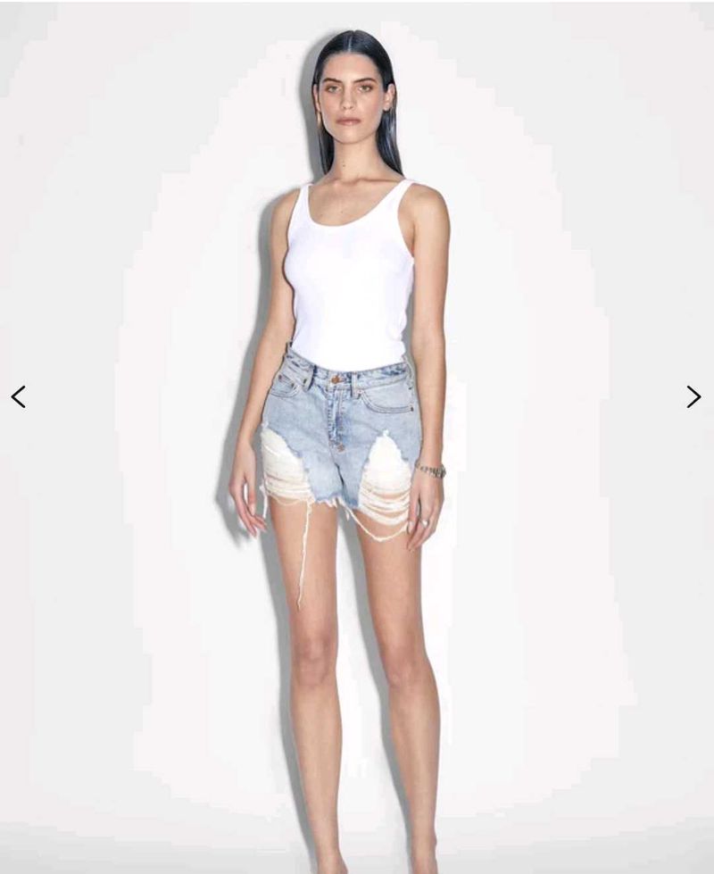 Swan Jeans Ripped Denim Shorts
