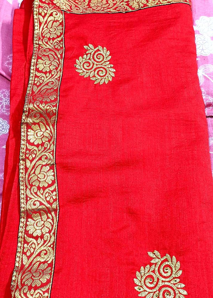 Red Embroidered Saree