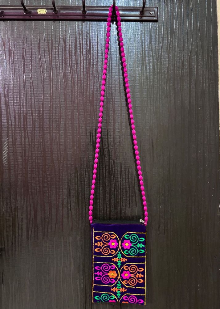 Embroidered Purple Crossbody Bag