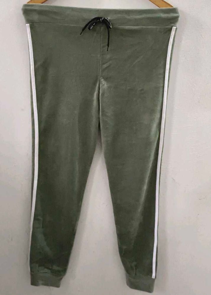 Olive Green Velvet Joggers