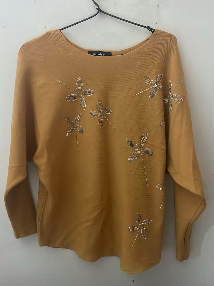 Elegant  Mafadeny Gold Embellished Top