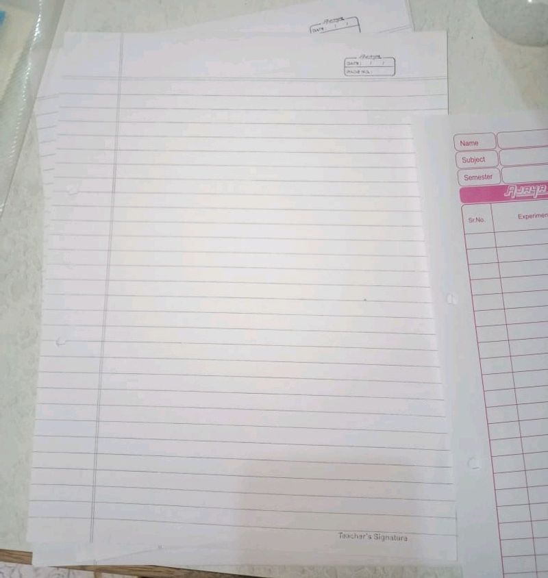 Project /File Work Pages (One Side Line And One Side Blank Pages)sheets