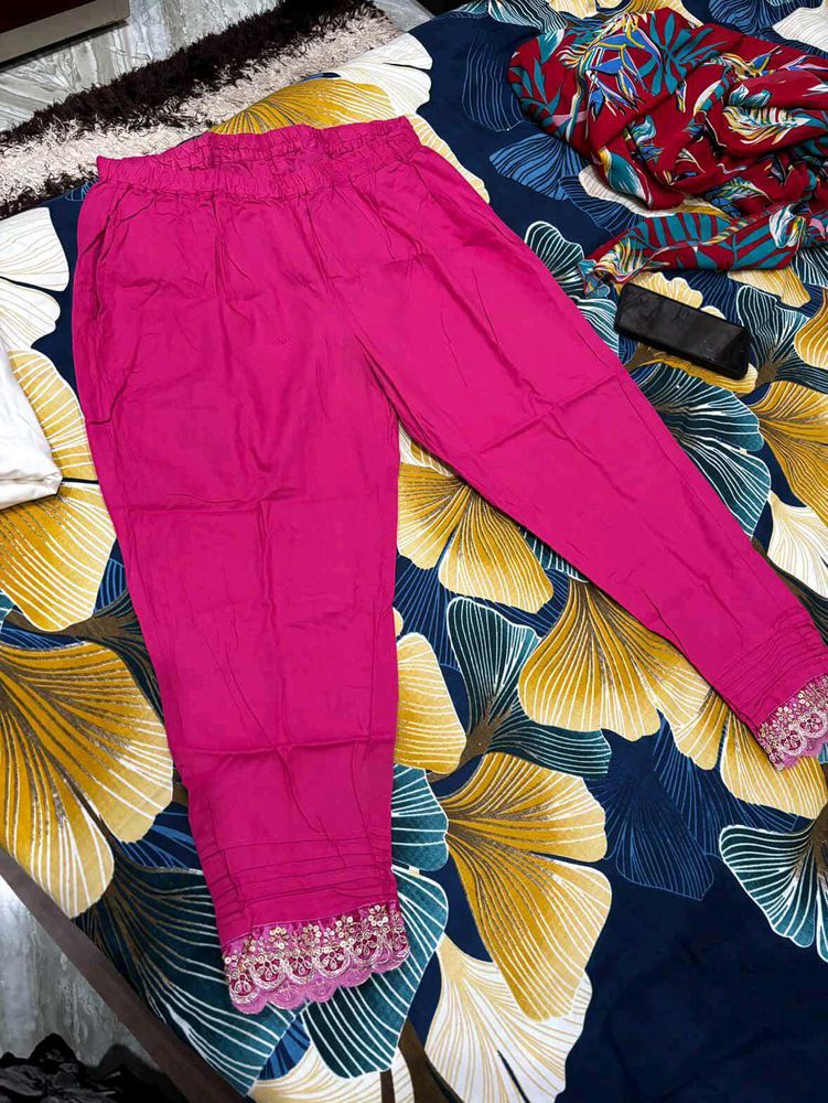 Pink Embroidered Leggings pant
