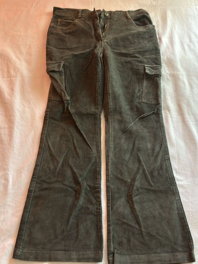 Corduroy Cargo Flare Pants