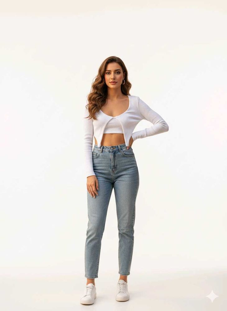 White Cutout Long Sleeve Top