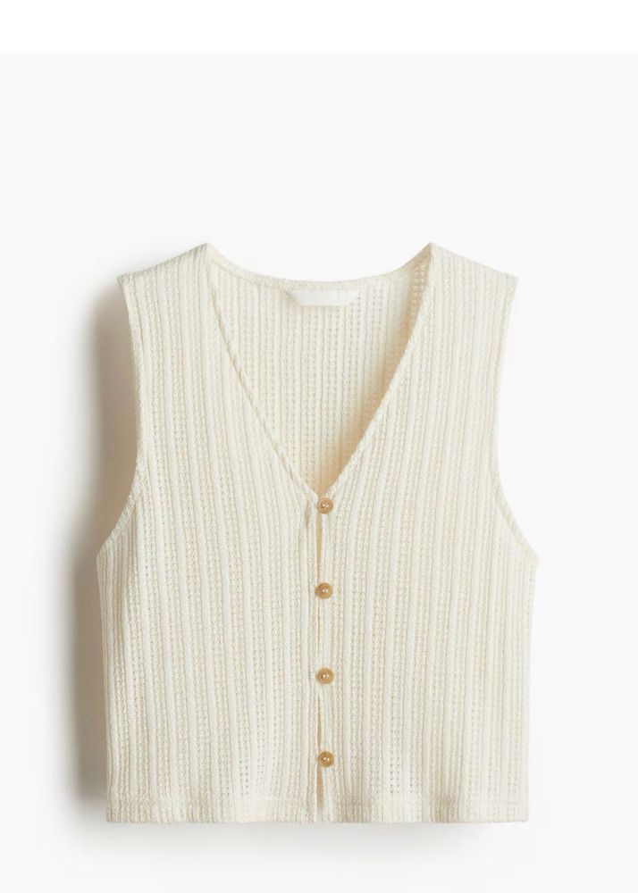 Button-Down Knit Crop Top