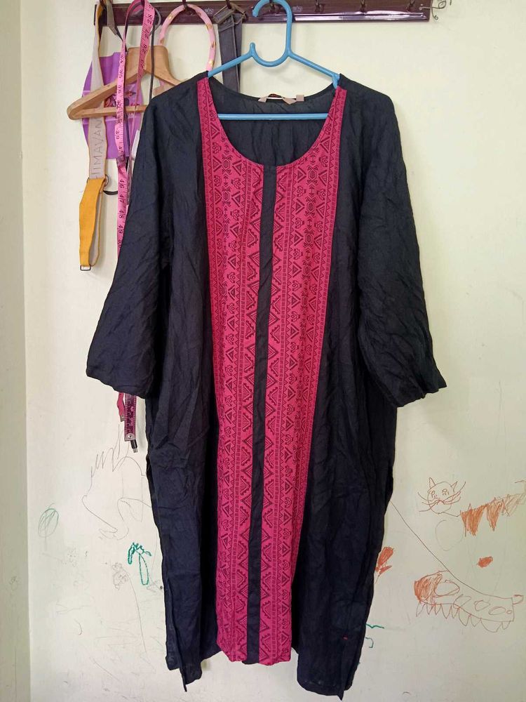 Black Dress with Pink Pattern