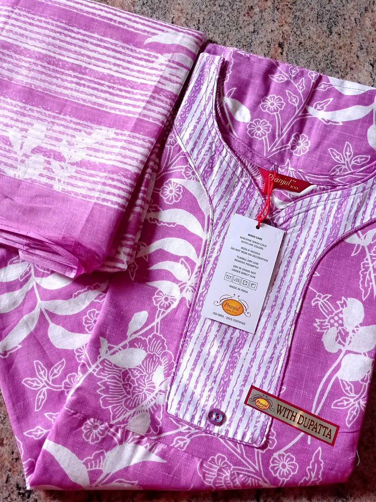 xxl Duppata Nighty purple cotton