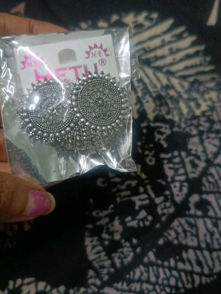 Oxidized Silver Stud Earrings