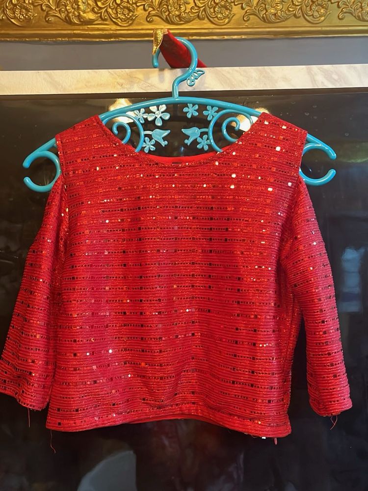 Red Sequin Party Top