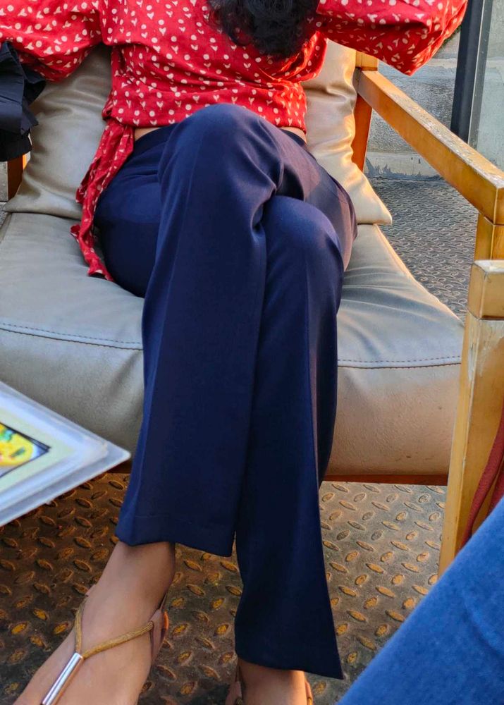 Navy Blue Straight Leg Pants/formal casual trouser