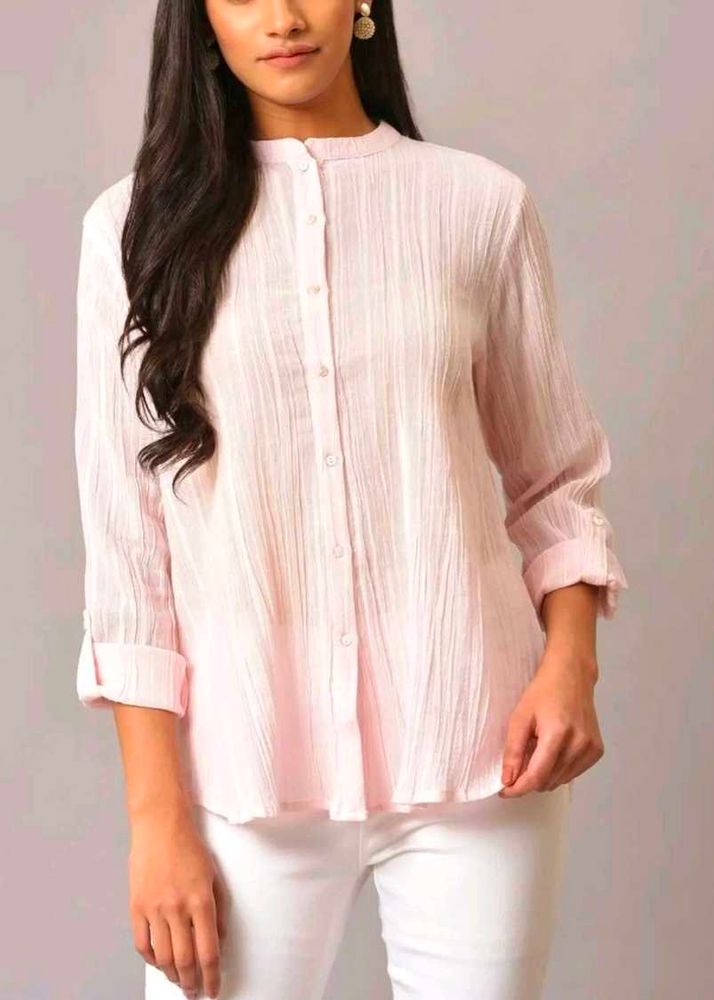 W Button-Down Top with Roll-Tab...