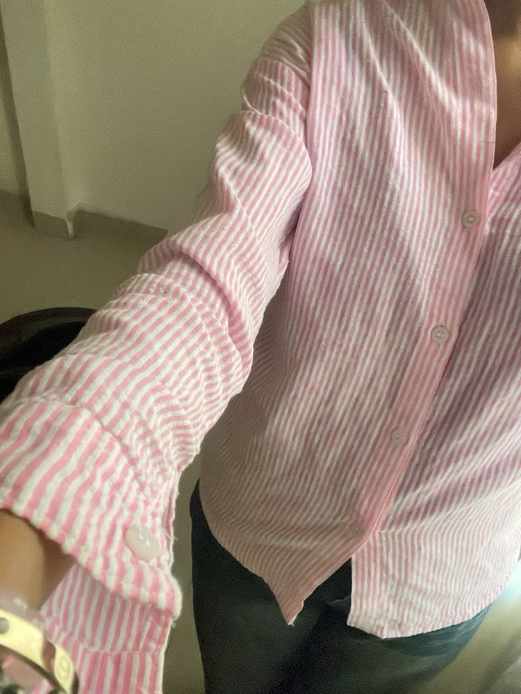 Pink Striped Button-Down Shirt