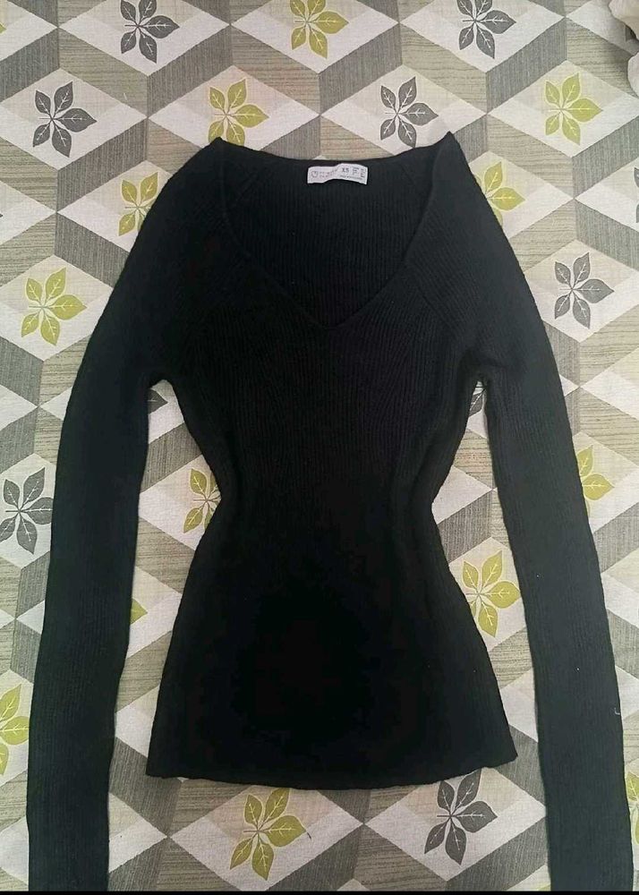 V neck bodycon sweater