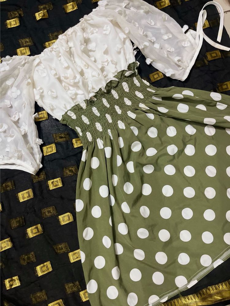 Olive Polka Dot Dress
