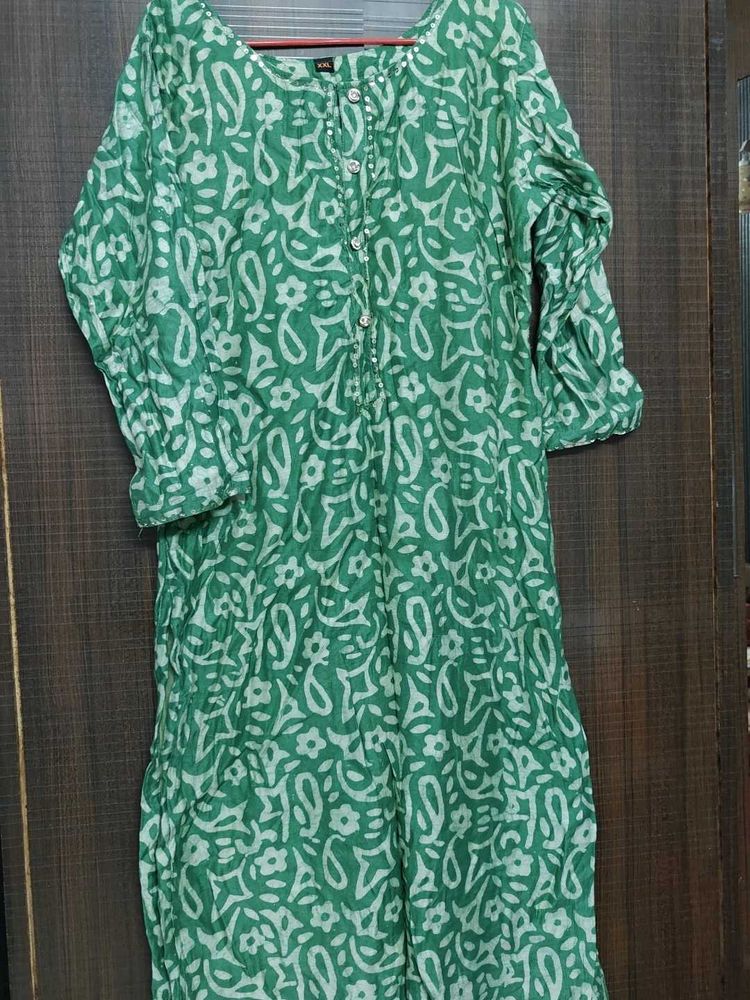 Green Printed Kurta set