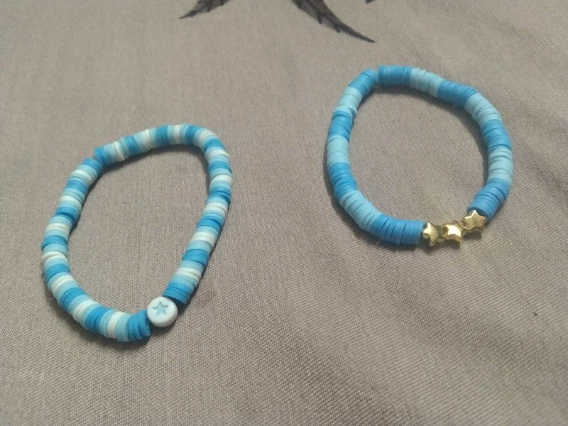 Blue Clay Bead Bracelet Set