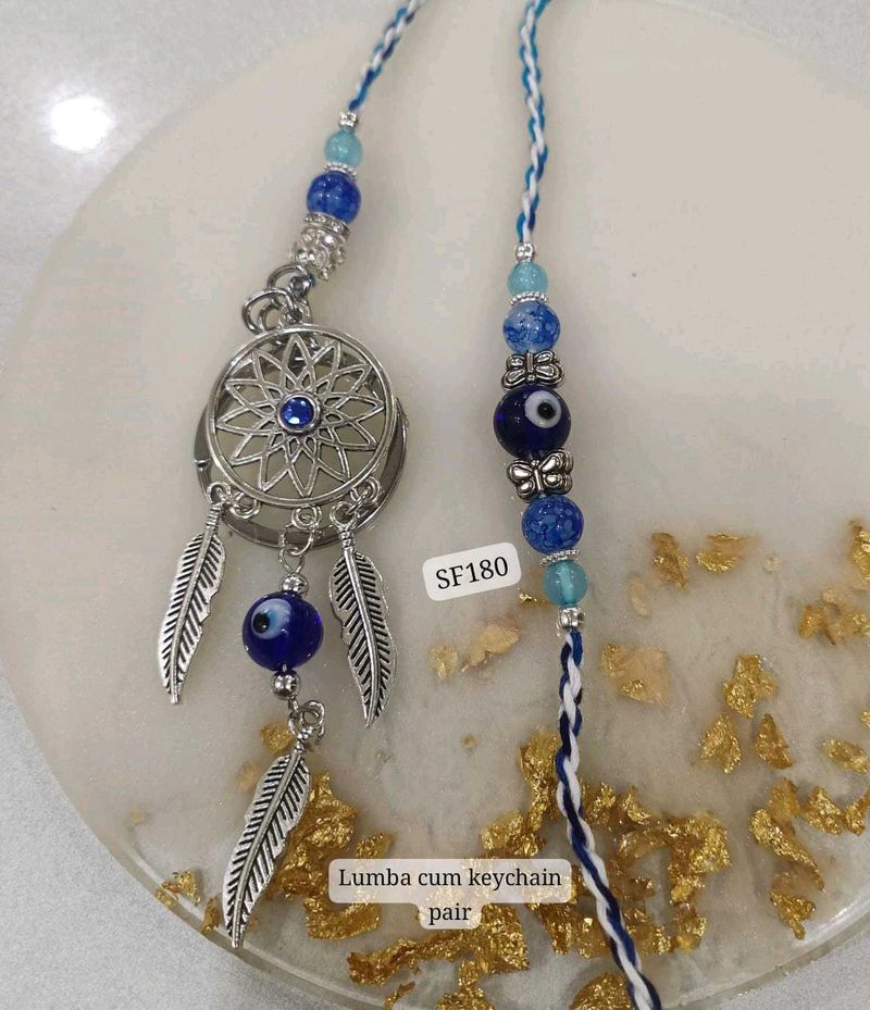 Evil Eye Lumba Keychain Rakhi Pair