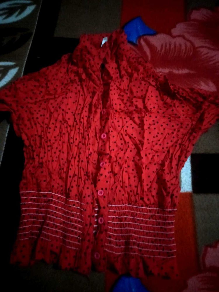 Red Top With Full Sleeves
