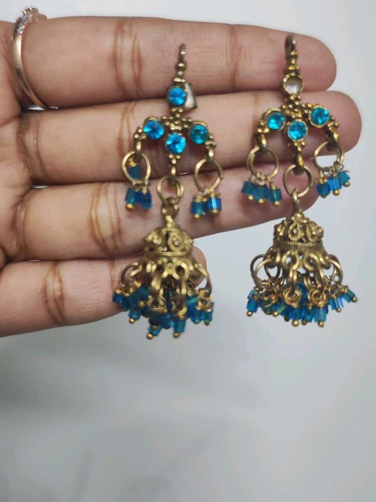 Blue Jhumka Earrings