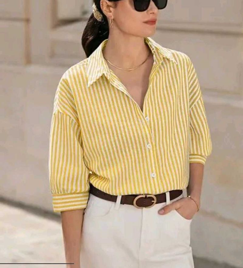 Striped Yellow &amp; White Blouse