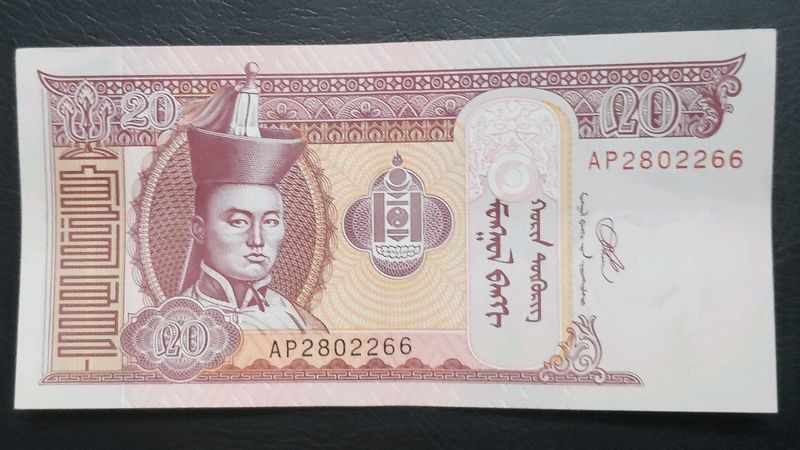 Mongolian 20 Tugrik Banknote