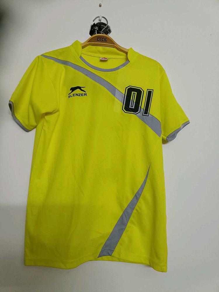 Yellow Sport T-Shirt with Reflective Stripes
