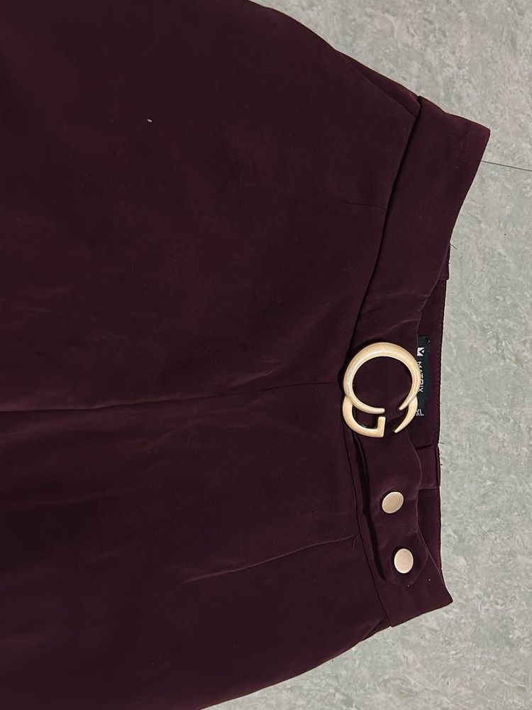 Wine Colour Formal Trouser For Women