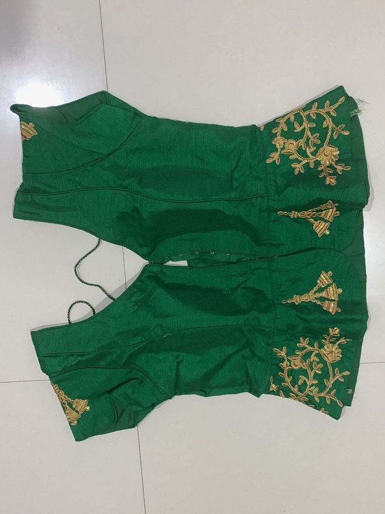 Green Embroidered Paplum Blouse