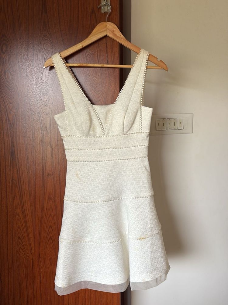 White Textured Mini Dress