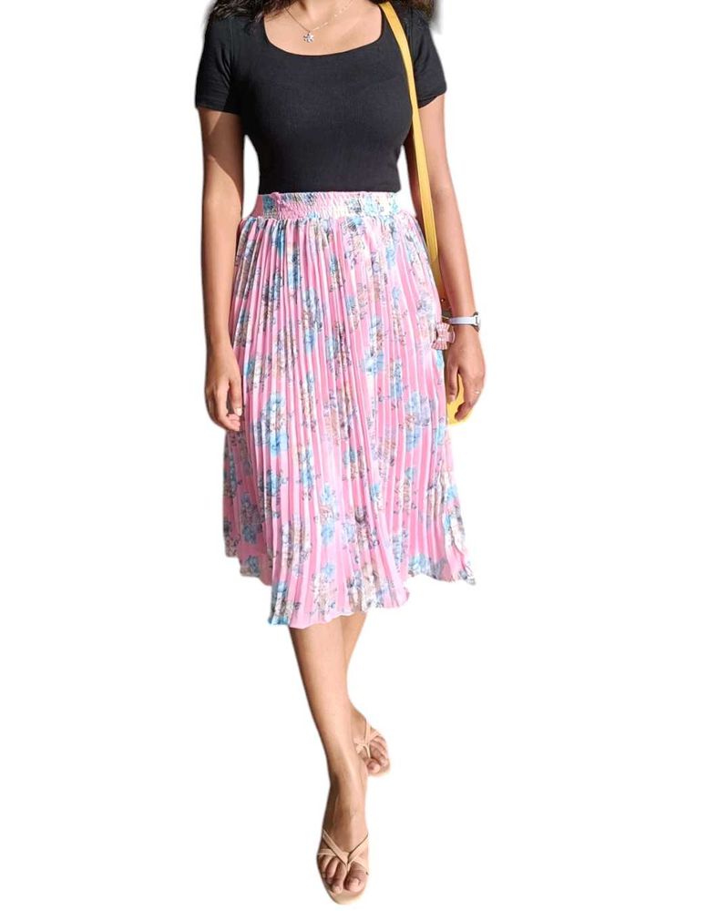 Floral Midi Pleated Skirt