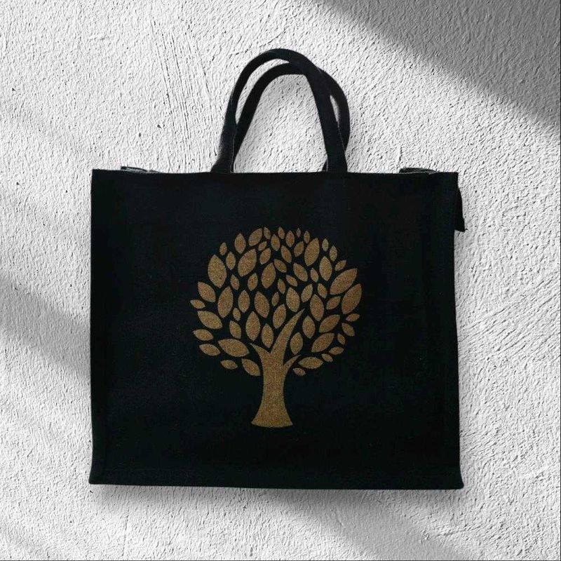 Beautiful Black Canvas Bag with Tree Graphic