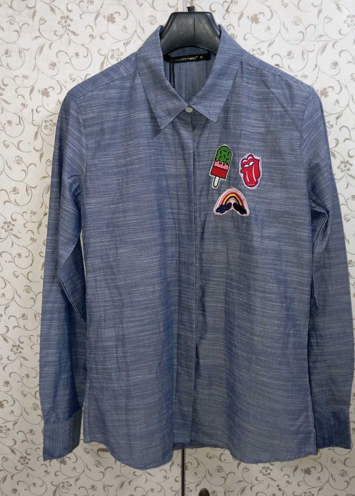 Coloured Stones Patch Shirt