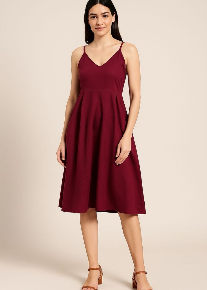 Burgundy Fit &amp; Flare Dress