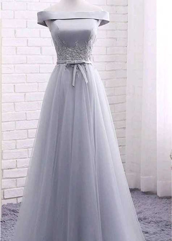 Long Off shoulder Gown Dress Wedding Flared