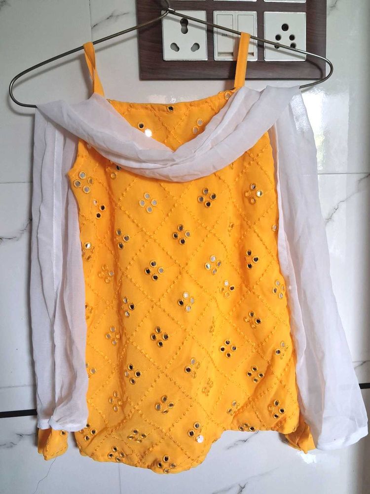 Baby Girls Festive Bright Yellow Sharara