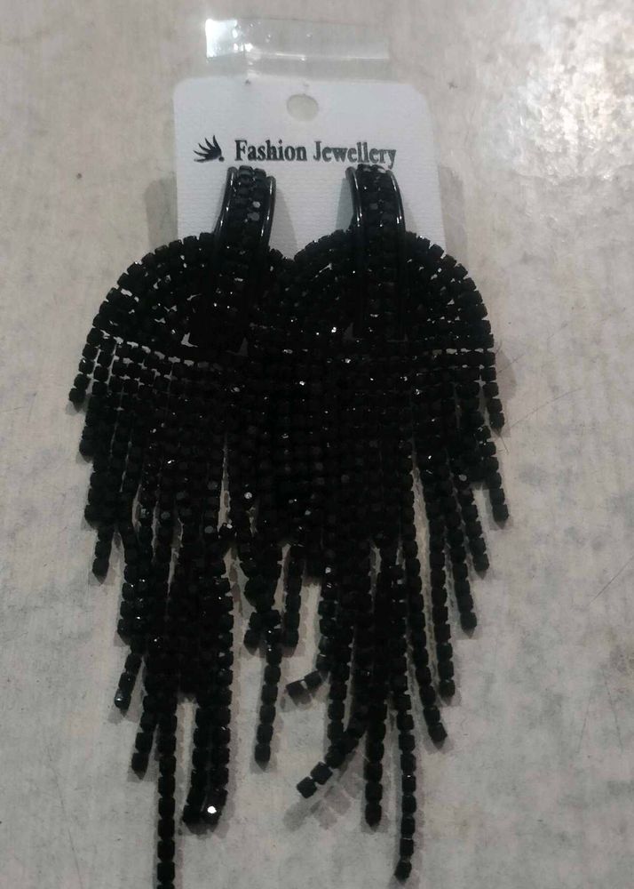 Statement Black Fringe Earrings