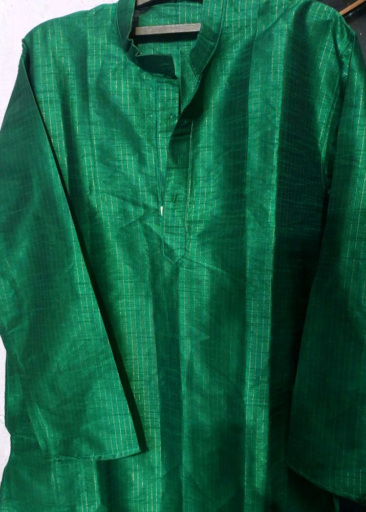 Mens Kurta Silk Green Colour