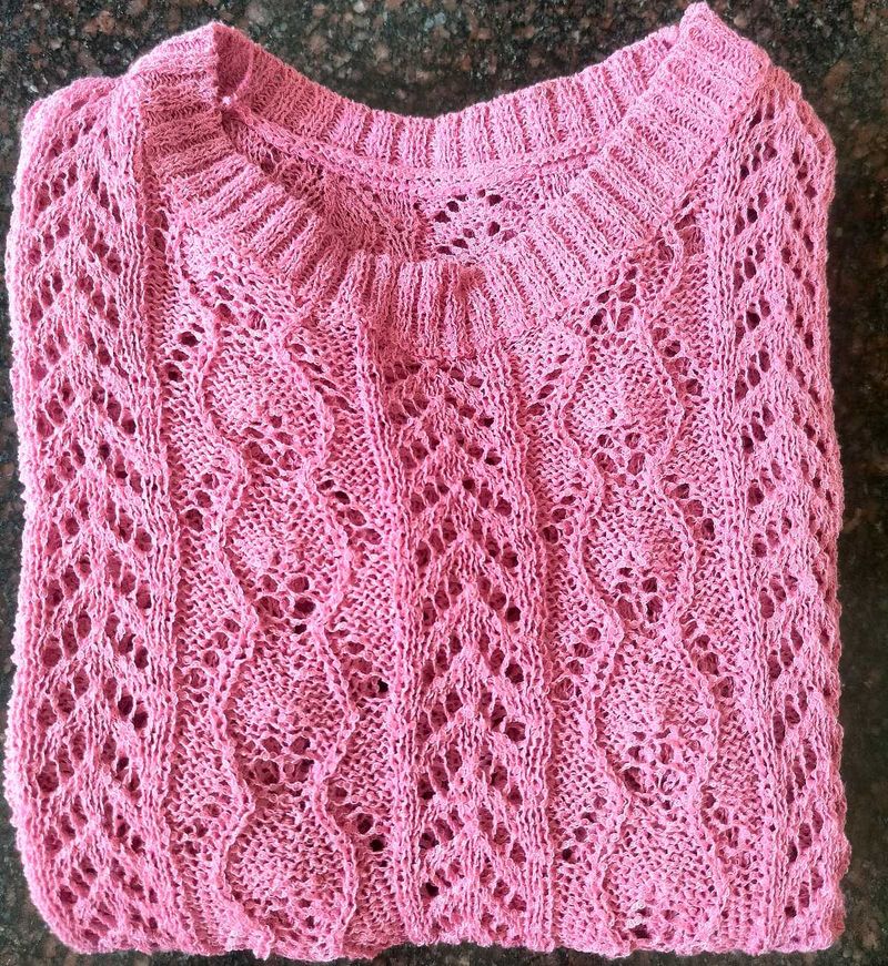 Pink Knit Pullover Sweater