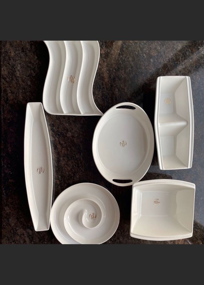 Ceramic Elite White Gold Snack Set