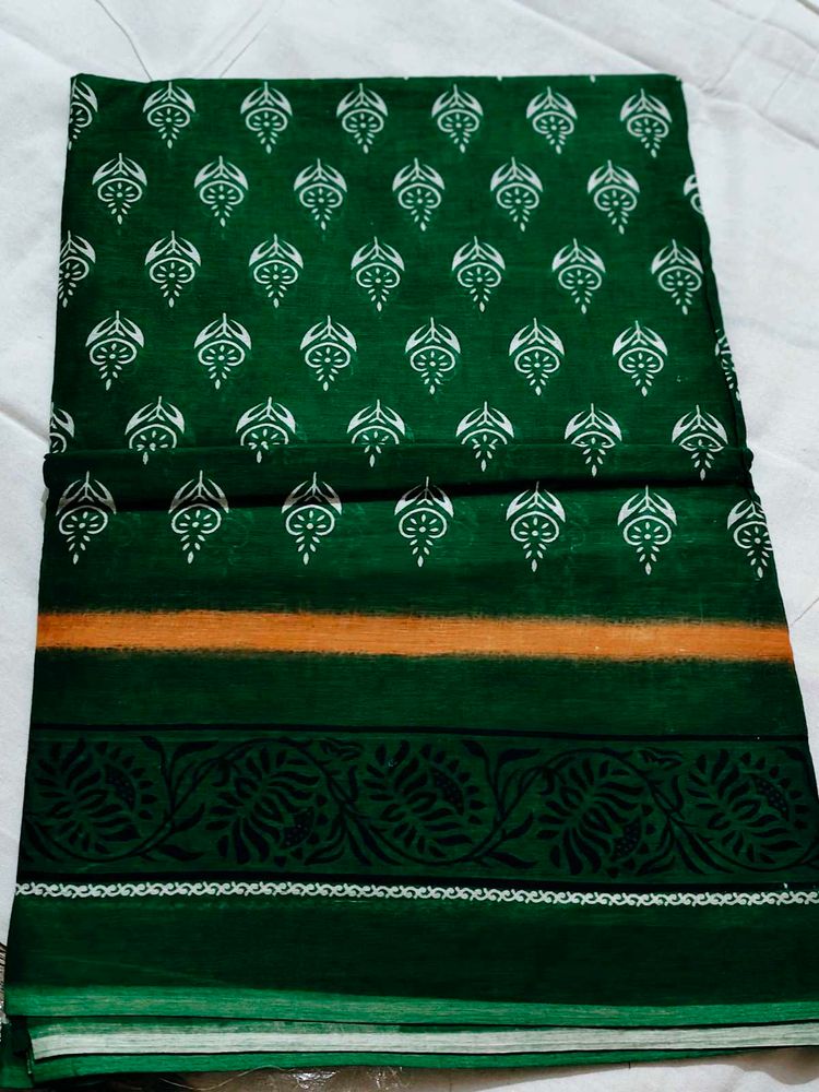 Green Printed Saree