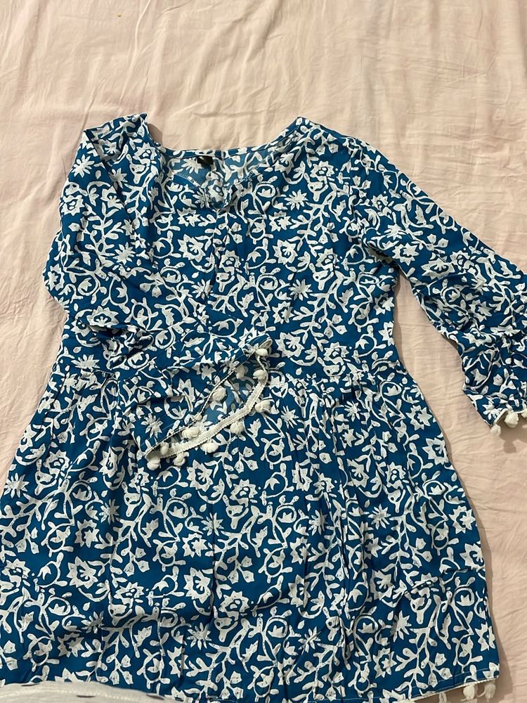 Blue Everyday Wear Block Print Kurta