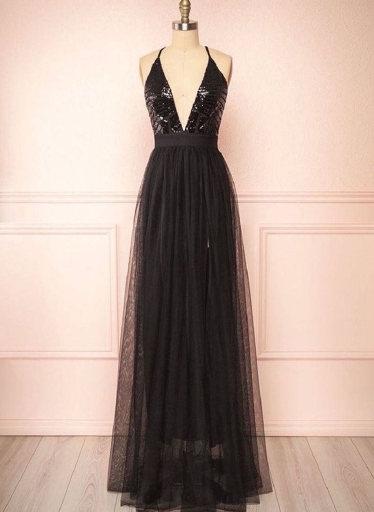 Black Sequin Gown