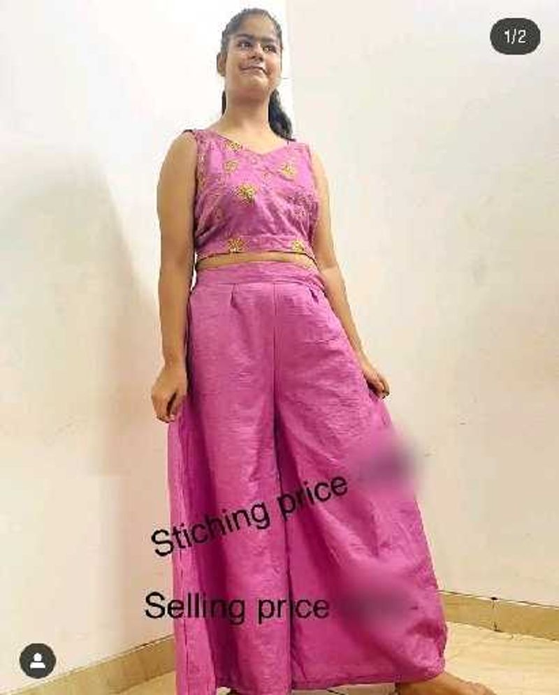 Pink Crop Top &amp; Palazzo Set