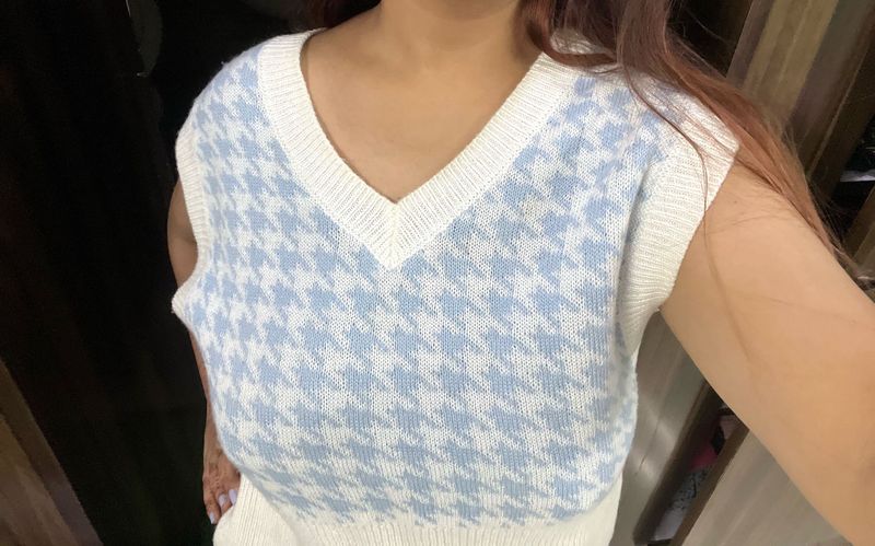 new H&amp;M combo Sweater Vest and blue striped shirt