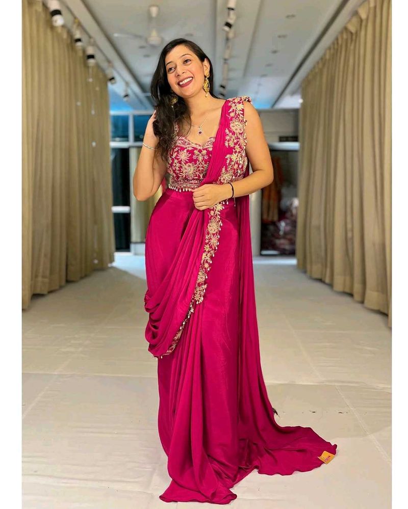 Pre Draped Indo Western Saree With Jacket